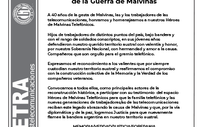 Comunicado 2210: Día de los caídos y los Veteranos de la Guerra de Malvinas
