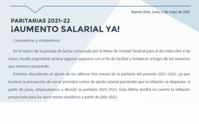 PARITARIAS 2021-22 | ¡AUMENTO SALARIAL YA!