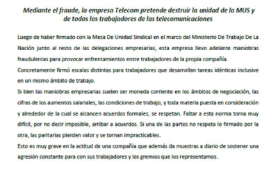 Comunicado MUS | Maniobras fraudulentas de Telecom