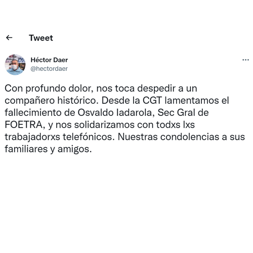 Mensaje de Héctor Daer