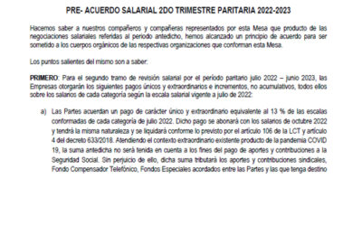 Comunicado MUS | Pre-acuerdo salarial