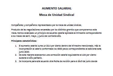 Comunicado de la MUS