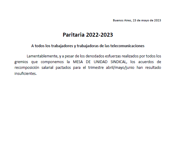 Comunicado de la MUS