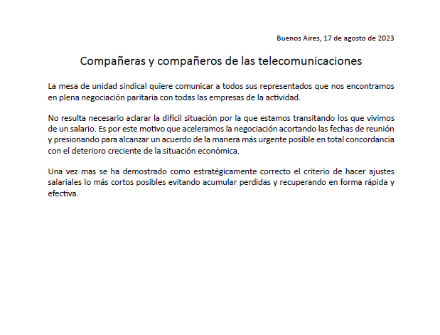 Comunicado de la MUS