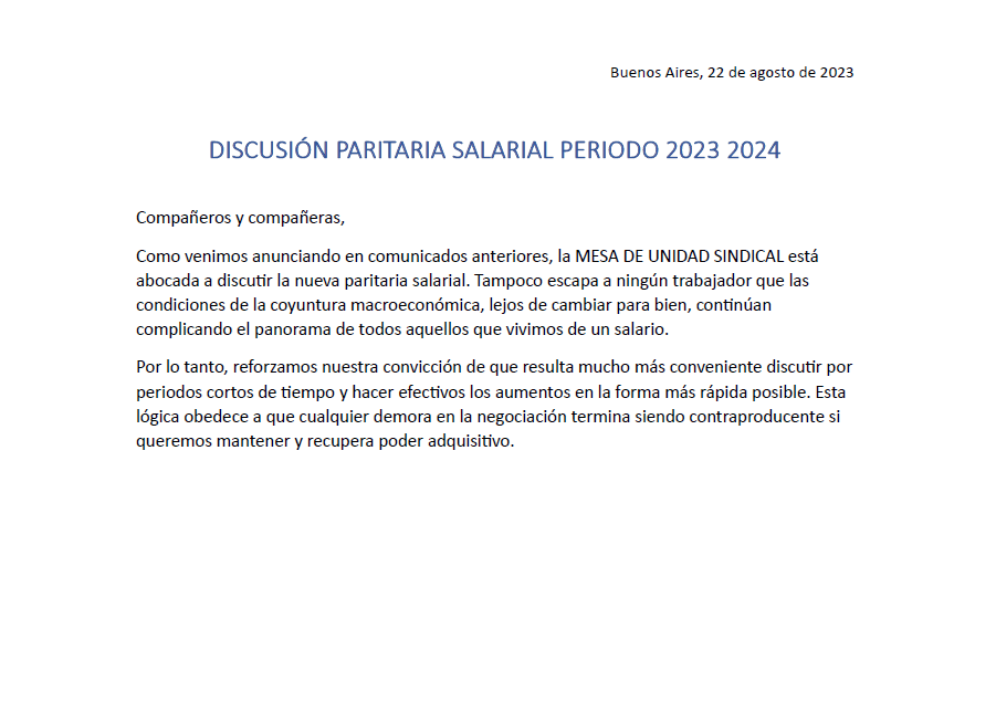 Comunicado de la MUS