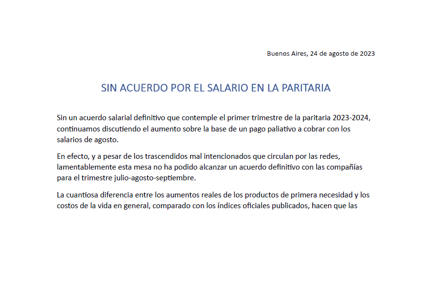 Comunicado de la MUS