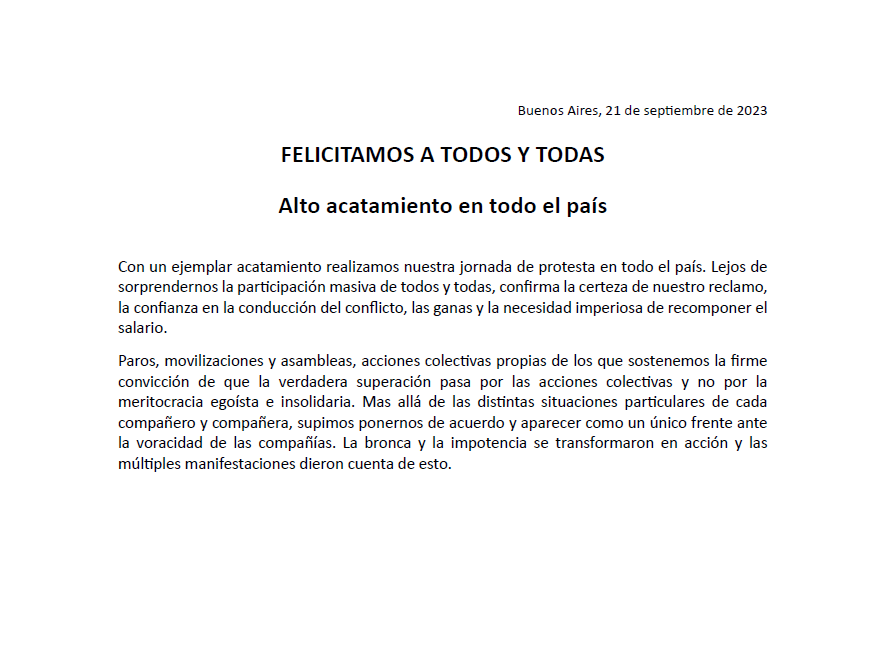 Comunicado de la MUS